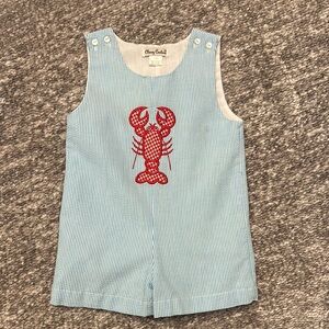 EUC ClassyCouture Blue Stripe seersucker JonJon red gingham crawfish/lobster 12M